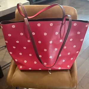 Kate Spade Red and White Tote Bag with snails